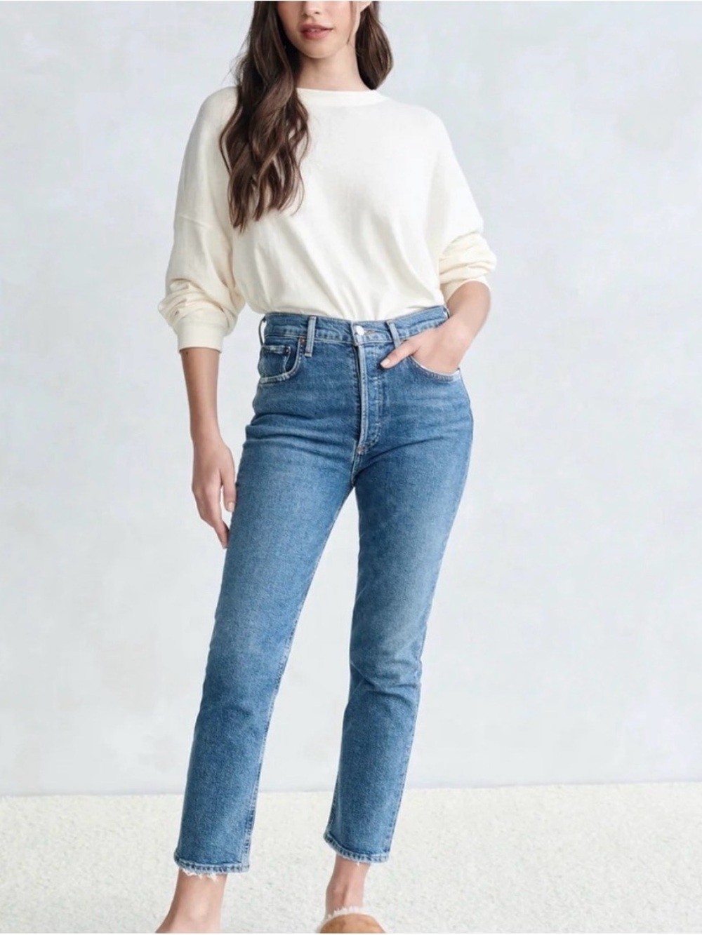 Agolde Riley High Rise Straight Crop Jeans size 31